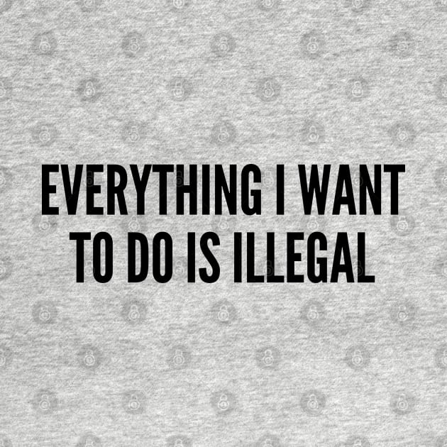 Playful - Everything I Want To Do Is Illegal - Funny Joke Statement Humor Slogan by sillyslogans